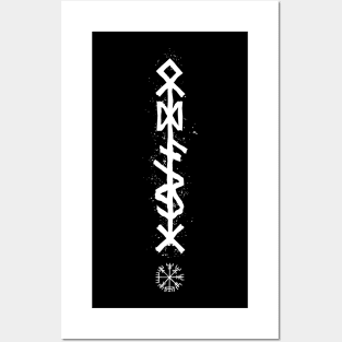 ODIN'S SPEAR - White Bind Rune Design INK SPLAT Posters and Art